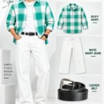 Premium quality baggy jeans boxy shirt  ledar belt combo