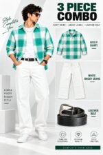Premium quality baggy jeans boxy shirt  ledar belt combo