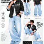 Premium quality super baggy jeans boxy shirt combo