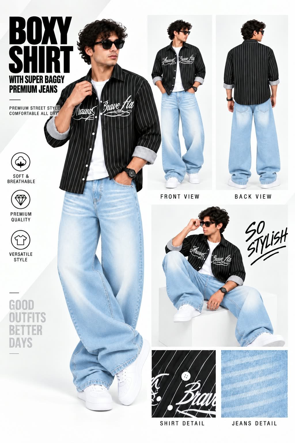 28f3ae9c-44bd-4ee7-98a4-21d86ce7721c Premium quality super baggy jeans boxy shirt combo - Image 1