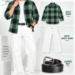 Premium quality baggy jeans boxy shirt  ledar belt combo