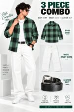 Premium quality baggy jeans boxy shirt  ledar belt combo