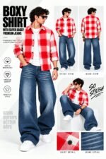 Premium quality supar baggy jeans boxy shirt combo