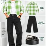 Premium quality baggy jeans boxy shirt ledar belt combo`