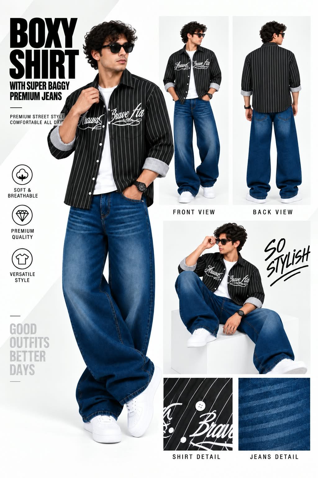 e6f7352d-fb6e-46f0-84cc-2a73806e40a4 - Copy Premium qualitysuper baggy jeans boxy shirt combo - Image 1